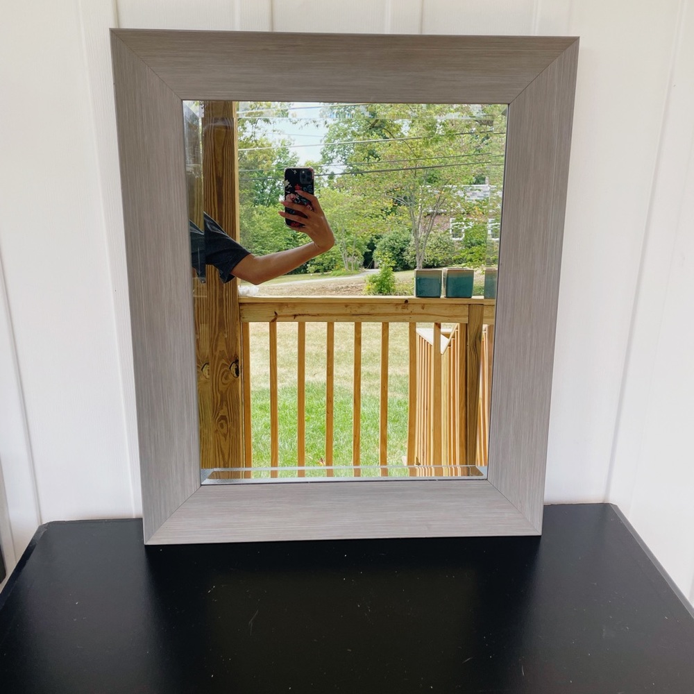 Gray Farmhouse Wood-Look Mirror